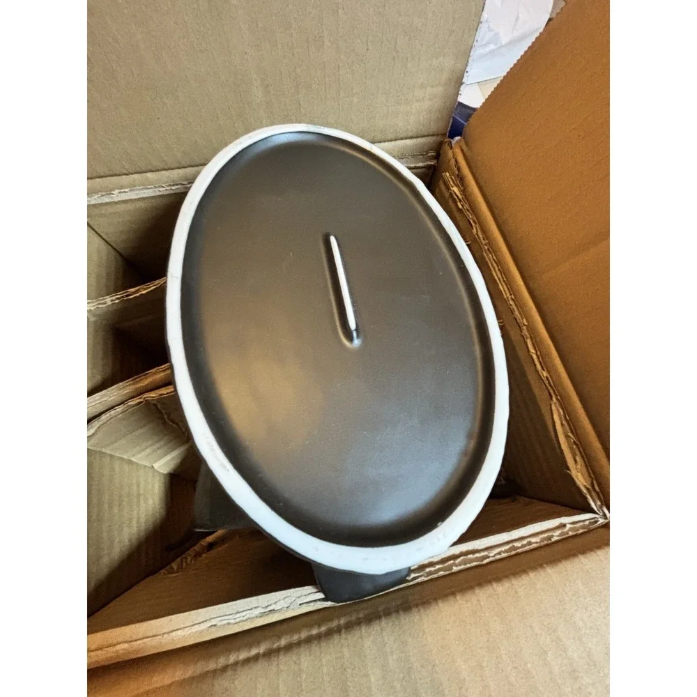 Set of 4 Black Ceramic Oval Au Gratin Baking Dishes Handled 8 Inch